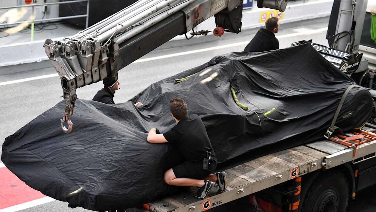 The car of Esteban Ocon (FRA) Force India VJM10 is recovered to the pits at Formula One Testing, Day Two, Barcelona, Spain, 28 February 2017. © Sutton Images