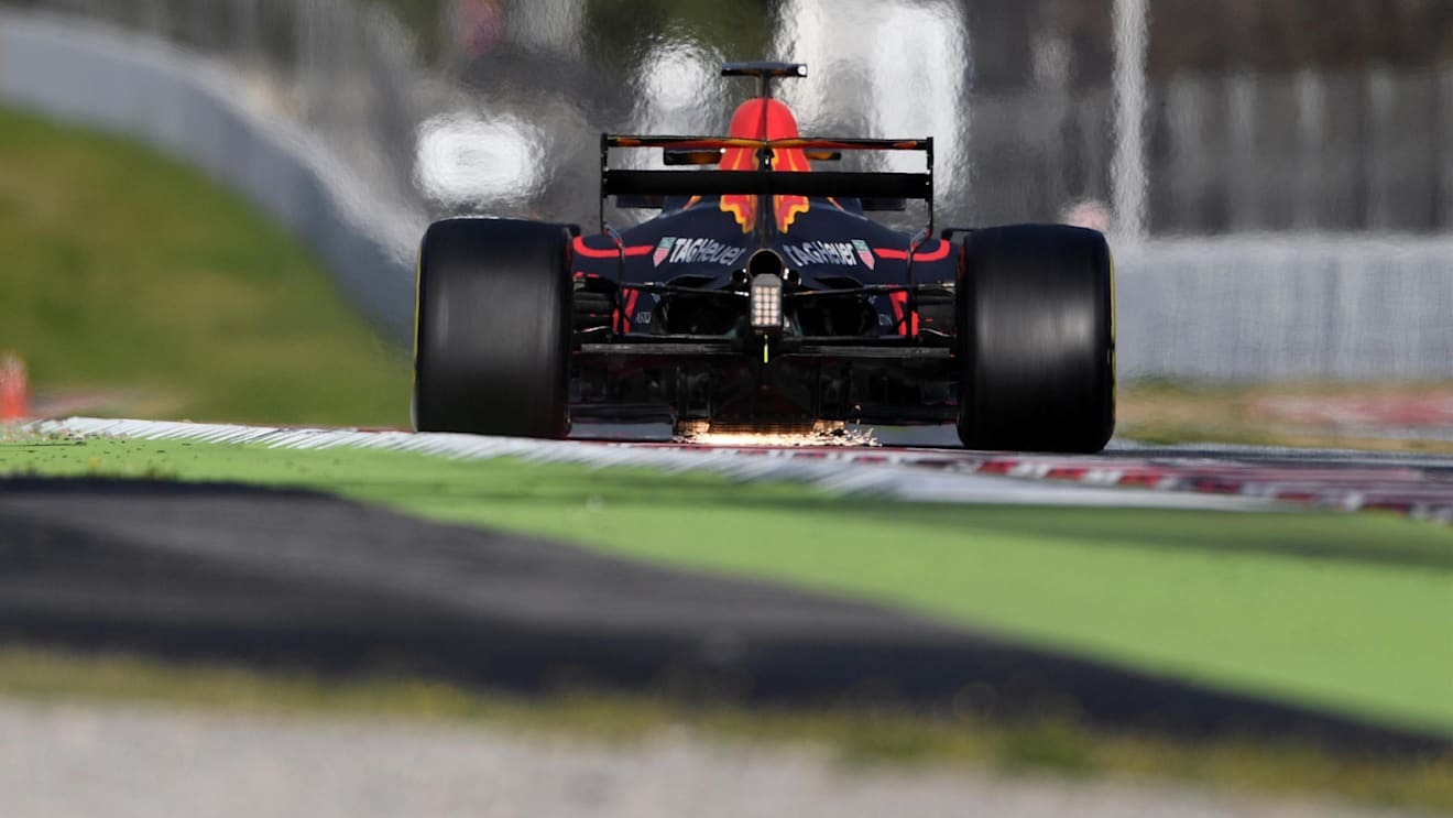 Max Verstappen (NED) Red Bull Racing RB13 sparks at Formula One Testing, Day Two, Barcelona, Spain, 28 February 2017. © Sutton Images