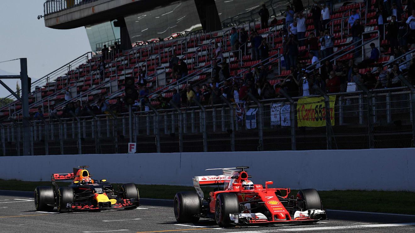 Kimi Raikkonen (FIN) Ferrari SF70-H and Max Verstappen (NED) Red Bull Racing RB13 at Formula One Testing, Day Four, Barcelona, Spain, 10 March 2017. © Sutton Images