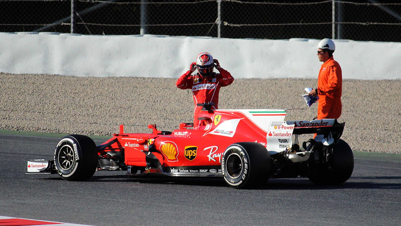 Kimi Raikkonen (FIN) Ferrari spins and stops on track at Formula One Testing, Day Four, Barcelona, Spain, 10 March 2017. © Sutton Images