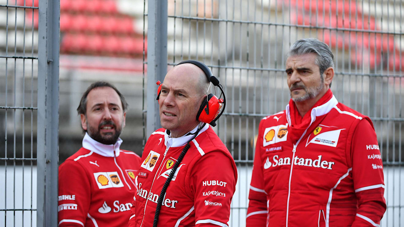 Maurizio Arrivabene (ITA) Ferrari Team Principal and Jock Clear (GBR) Ferrari Chief Engineer at Formula One Testing, Day One, Barcelona, Spain, 7 March 2017. © Sutton Images