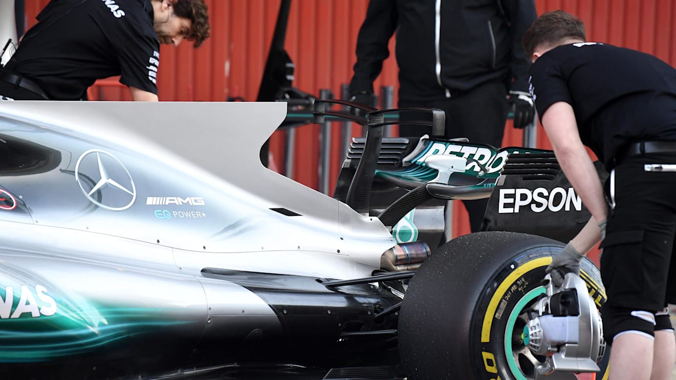 Lewis Hamilton (GBR) Mercedes-Benz F1 W08 Hybrid rear detail at Formula One Testing, Day One, Barcelona, Spain, 7 March 2017. © Sutton Images