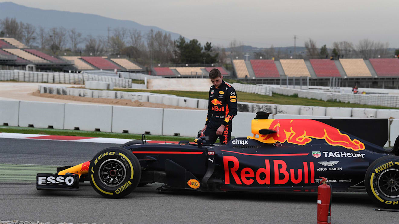 Max Verstappen (NED) Red Bull Racing RB13 stops on track at Formula One Testing, Day Two, Barcelona, Spain, 8 March 2017. © Sutton Images