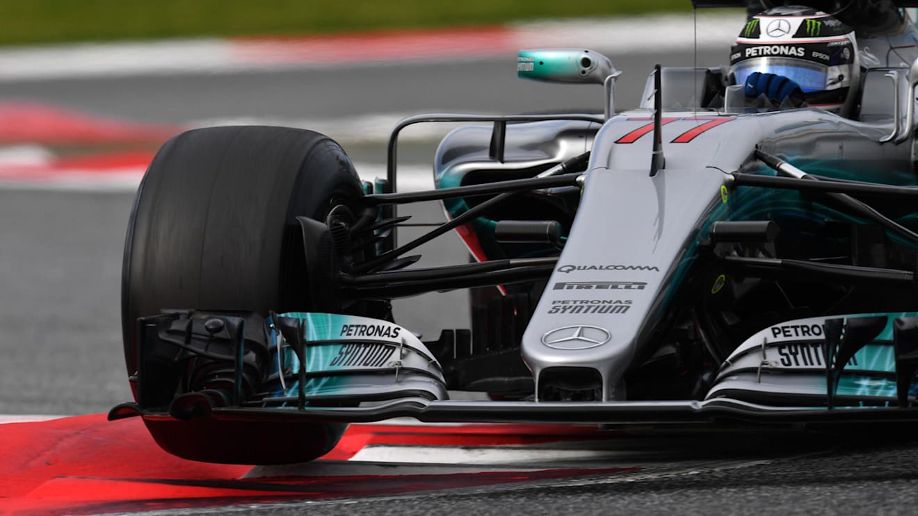 Valtteri Bottas (FIN) Mercedes-Benz F1 W08 Hybrid nose at Formula One Testing, Day Two, Barcelona, Spain, 8 March 2017. © Sutton Images