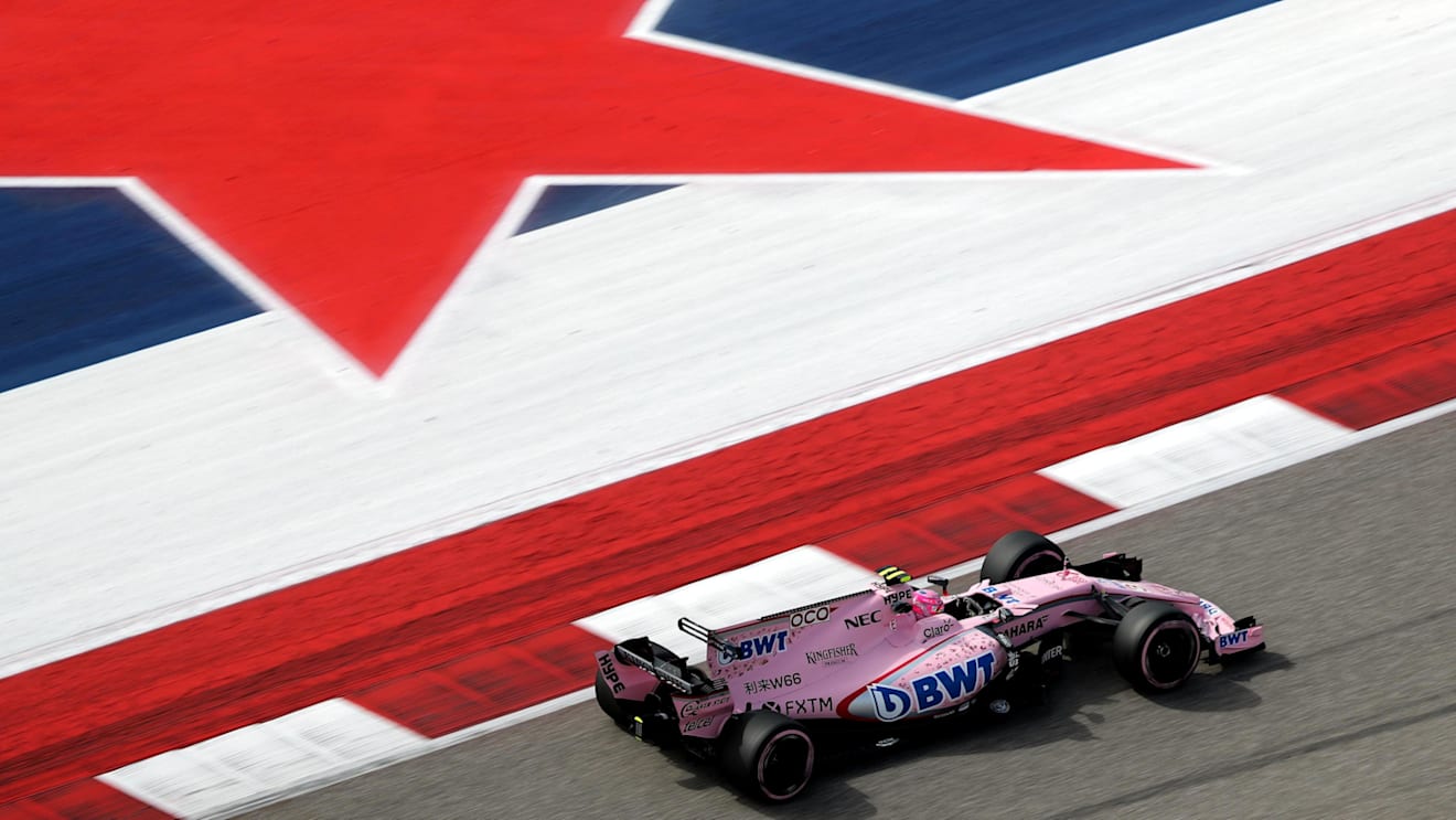 Esteban Ocon (FRA) Force India VJM10 at Formula One World Championship, Rd17, United States Grand Prix, Practice, Circuit of the Americas, Austin, Texas, USA, Friday 20 October 2017. © Kym Illman/Sutton Images