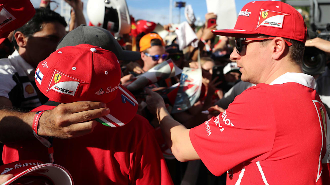 Kimi Raikkonen (FIN) Ferrari signs autographs for the fans at the autograph session at Formula One World Championship, Rd17, United States Grand Prix, Practice, Circuit of the Americas, Austin, Texas, USA, Friday 20 October 2017. © Kym Illman/Sutton Image