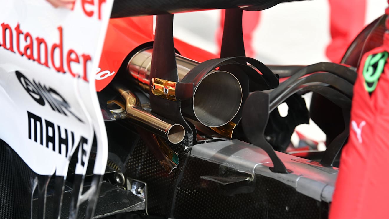 Ferrari SF70-H exhaust detail at Formula One World Championship, Rd17, United States Grand Prix, Preparations, Circuit of the Americas, Austin, Texas, USA, Thursday 19 October 2017. © Mark Sutton/Sutton Images