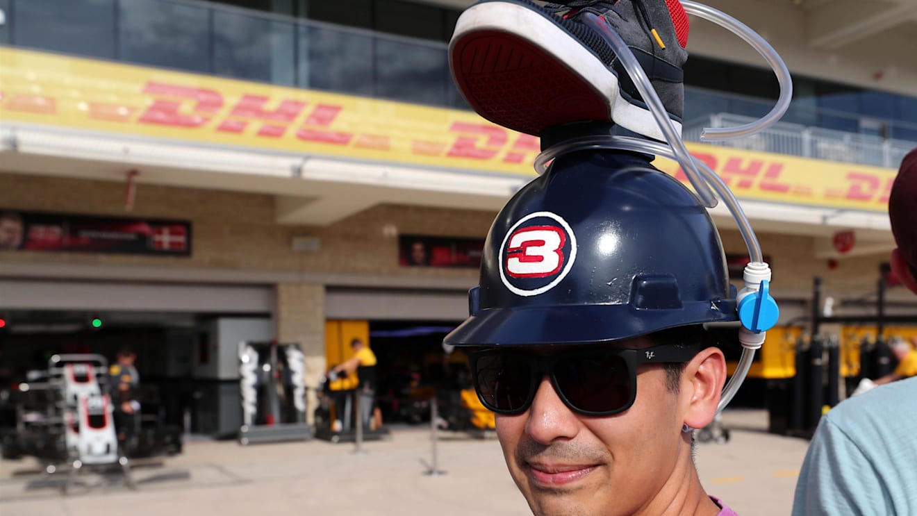 Fan with Red Bull Racing shoey hat at Formula One World Championship, Rd17, United States Grand Prix, Preparations, Circuit of the Americas, Austin, Texas, USA, Thursday 19 October 2017. © Kym Illman/Sutton Images
