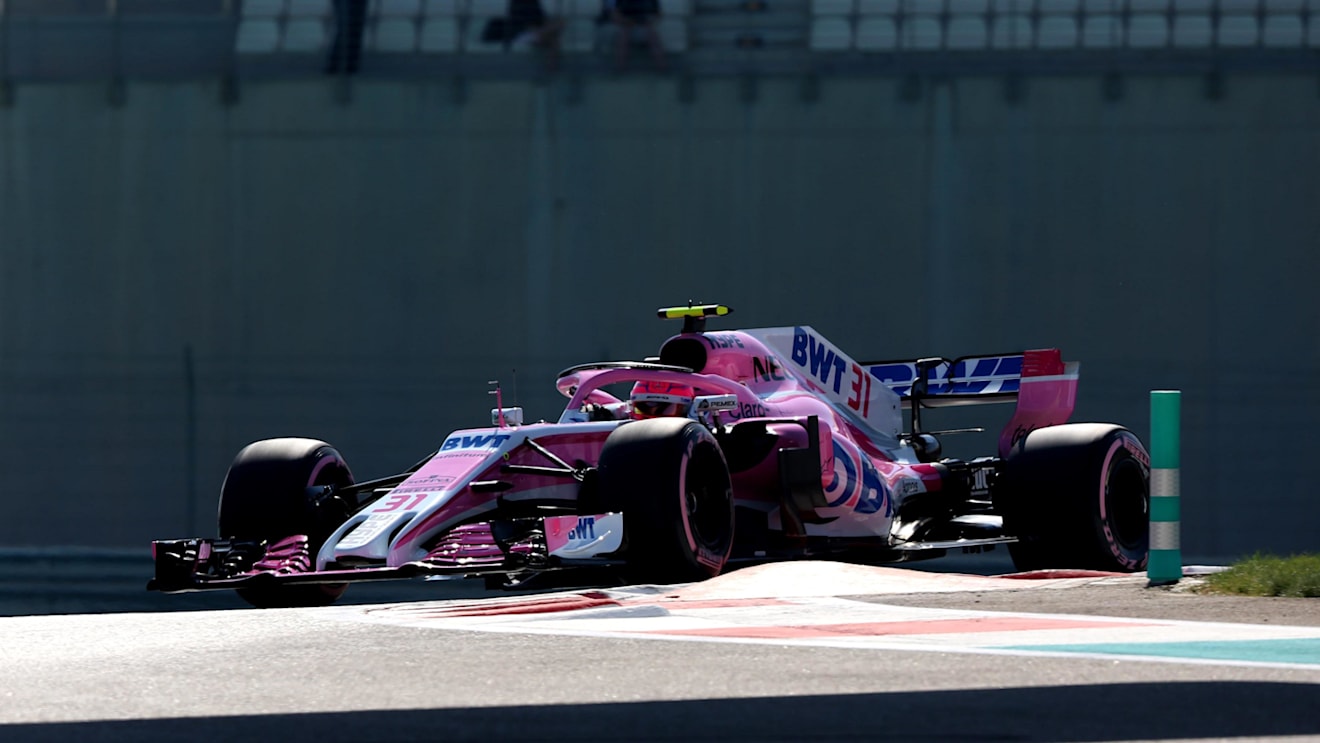 Esteban Ocon, Racing Point Force India VJM11 at Formula One World Championship, Rd21, Abu Dhabi Grand Prix, Practice, Yas Marina Circuit, Abu Dhabi, UAE, Friday 23 November 2018.