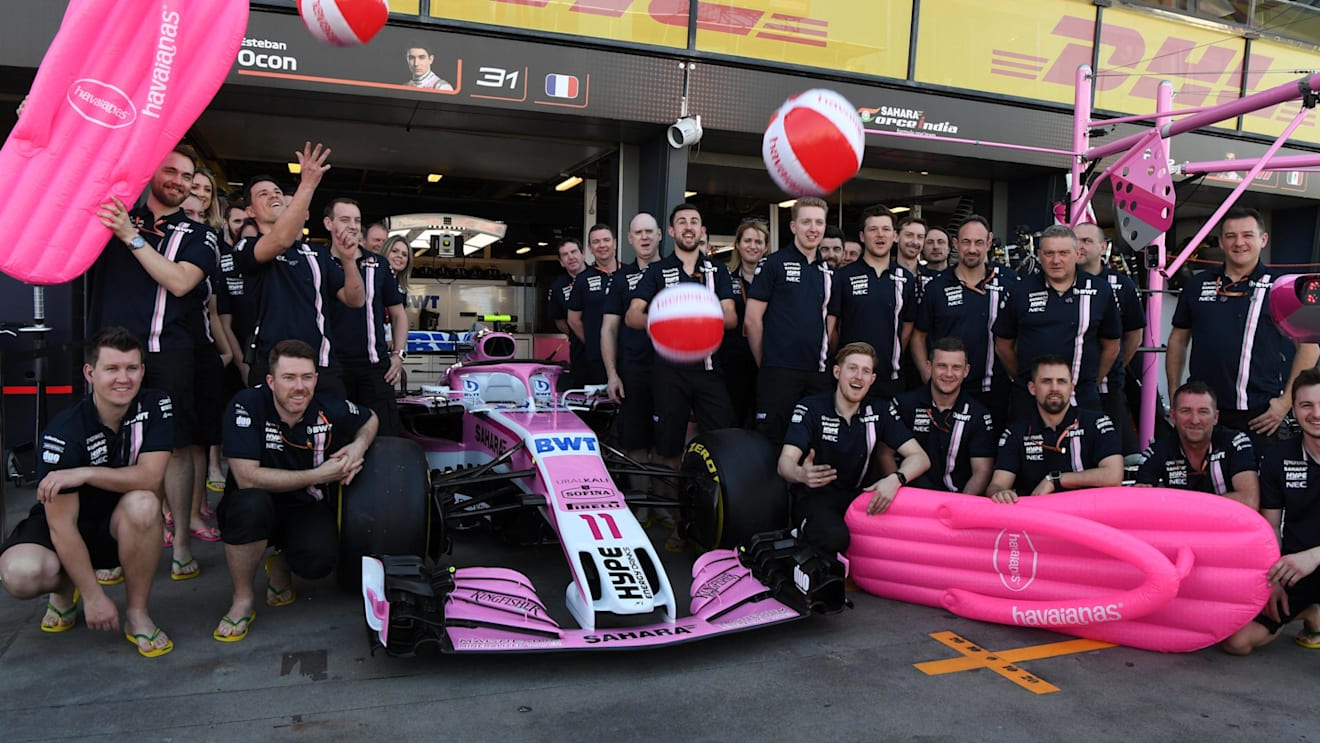Force India announce Havaianas as a sponsor at Formula One World Championship, Rd1, Australian Grand Prix, Practice, Melbourne, Australia, Friday 23 March 2018. © Mark Sutton/Sutton Images