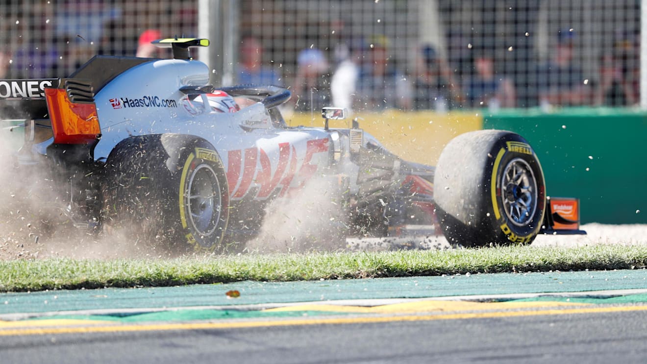 Kevin Magnussen (DEN) Haas VF-18 runs through the gravel at Formula One World Championship, Rd1, Australian Grand Prix, Practice, Melbourne, Australia, Friday 23 March 2018. © Zak Mauger/LAT/Sutton Images