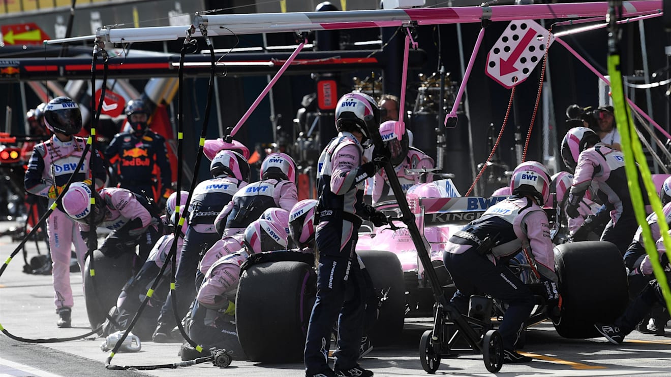 Sergio Perez (MEX) Force India VJM11 pit stop at Formula One World Championship, Rd1, Australian Grand Prix, Race, Melbourne, Australia, Sunday 25 March 2018. © Mark Sutton/Sutton Images