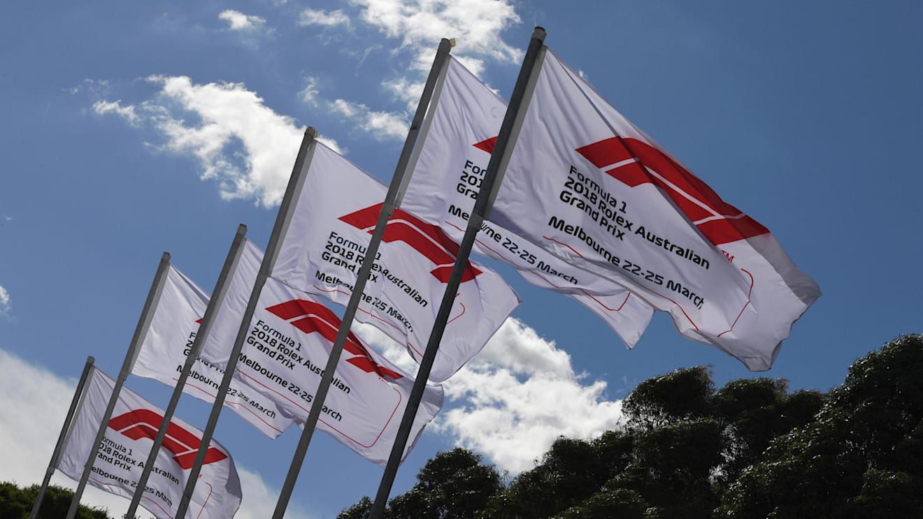 Flags at Formula One World Championship, Rd1, Australian Grand Prix, Race, Melbourne, Australia, Sunday 25 March 2018. © Mark Sutton/Sutton Images
