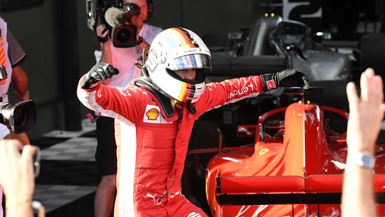 Race winner Sebastian Vettel (GER) Ferrari celebrates in parc ferme at Formula One World Championship, Rd1, Australian Grand Prix, Race, Melbourne, Australia, Sunday 25 March 2018. © Mark Sutton/Sutton Images