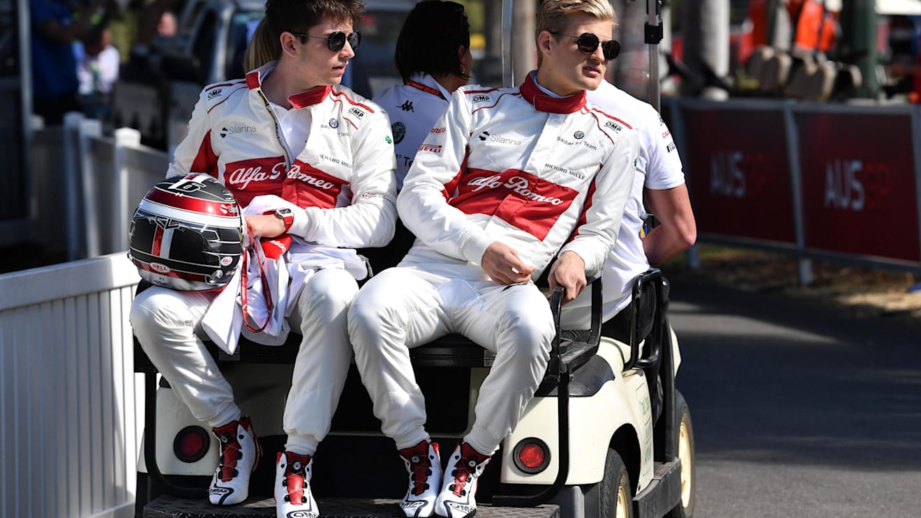 Charles Leclerc (MON) Alfa Romeo Sauber F1 Team and Marcus Ericsson (SWE) Alfa Romeo Sauber F1 Team at Formula One World Championship, Rd1, Australian Grand Prix, Preparations, Melbourne, Australia, Thursday 22 March 2018. © Mark Sutton/Sutton Images