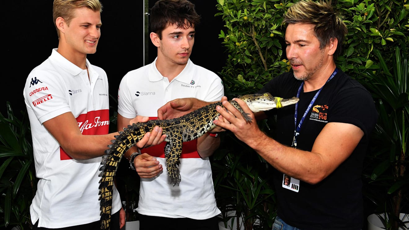 Marcus Ericsson (SWE) Alfa Romeo Sauber F1 Team and Charles Leclerc (MON) Alfa Romeo Sauber F1 Team at Formula One World Championship, Rd1, Australian Grand Prix, Preparations, Melbourne, Australia, Thursday 22 March 2018. © Mark Sutton/Sutton Images