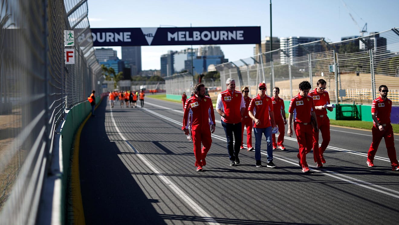 Sebastian Vettel (GER) Ferrari and Maurizio Arrivabene (ITA) Ferrari Team Principal walk the track at Formula One World Championship, Rd1, Australian Grand Prix, Preparations, Melbourne, Australia, Wednesday 21 March 2018. © Manuel Goria/Sutton Images