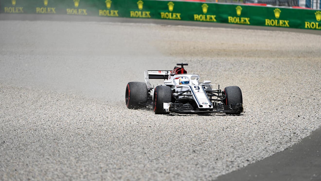 Marcus Ericsson (SWE) Alfa Romeo Sauber C37 runs through the gravel at Formula One World Championship, Rd9, Austrian Grand Prix, Practice, Spielberg, Austria, Friday 29 June 2018. © Mark Sutton/Sutton Images