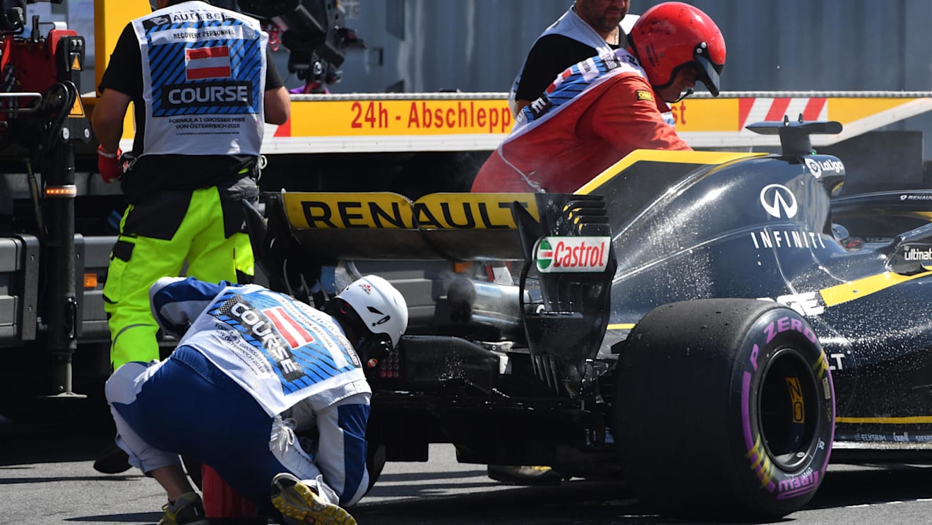 The car of Race retiree Nico Hulkenberg (GER) Renault Sport F1 Team RS18 at Formula One World Championship, Rd9, Austrian Grand Prix, Race, Spielberg, Austria, Sunday 1 July 2018. © Mark Sutton/Sutton Images