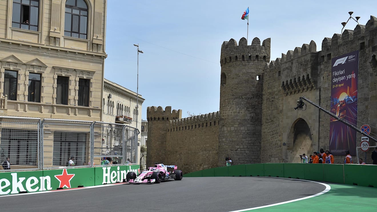 Sergio Perez (MEX) Force India VJM11 at Formula One World Championship, Rd4, Azerbaijan Grand Prix, Practice, Baku City Circuit, Baku, Azerbaijan, Friday 27 April 2018. © Simon Galloway/Sutton Images