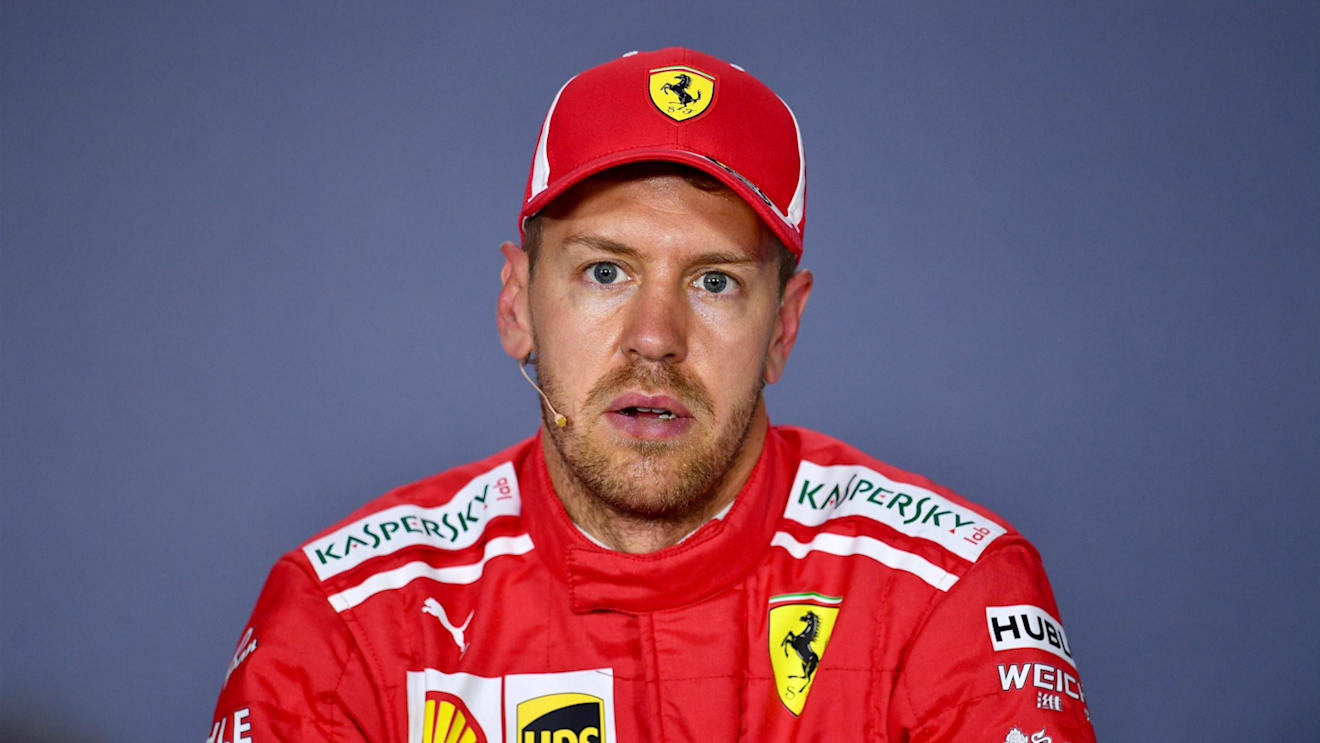 Sebastian Vettel (GER) Ferrari in the Press Conference at Formula One World Championship, Rd4, Azerbaijan Grand Prix, Qualifying, Baku City Circuit, Baku, Azerbaijan, Saturday 28 April 2018. © Jerry Andre/Sutton Images
