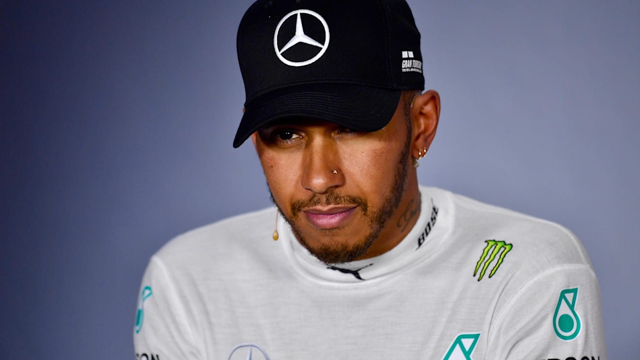 Lewis Hamilton (GBR) Mercedes-AMG F1 in the Press Conference at Formula One World Championship, Rd4, Azerbaijan Grand Prix, Qualifying, Baku City Circuit, Baku, Azerbaijan, Saturday 28 April 2018. © Jerry Andre/Sutton Images