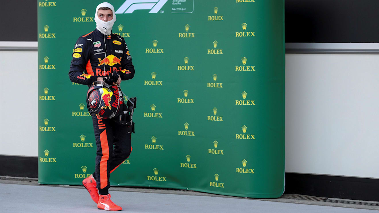 Max Verstappen (NED) Red Bull Racing in parc ferme at Formula One World Championship, Rd4, Azerbaijan Grand Prix, Qualifying, Baku City Circuit, Baku, Azerbaijan, Saturday 28 April 2018. © James Gasperotti/Sutton Images