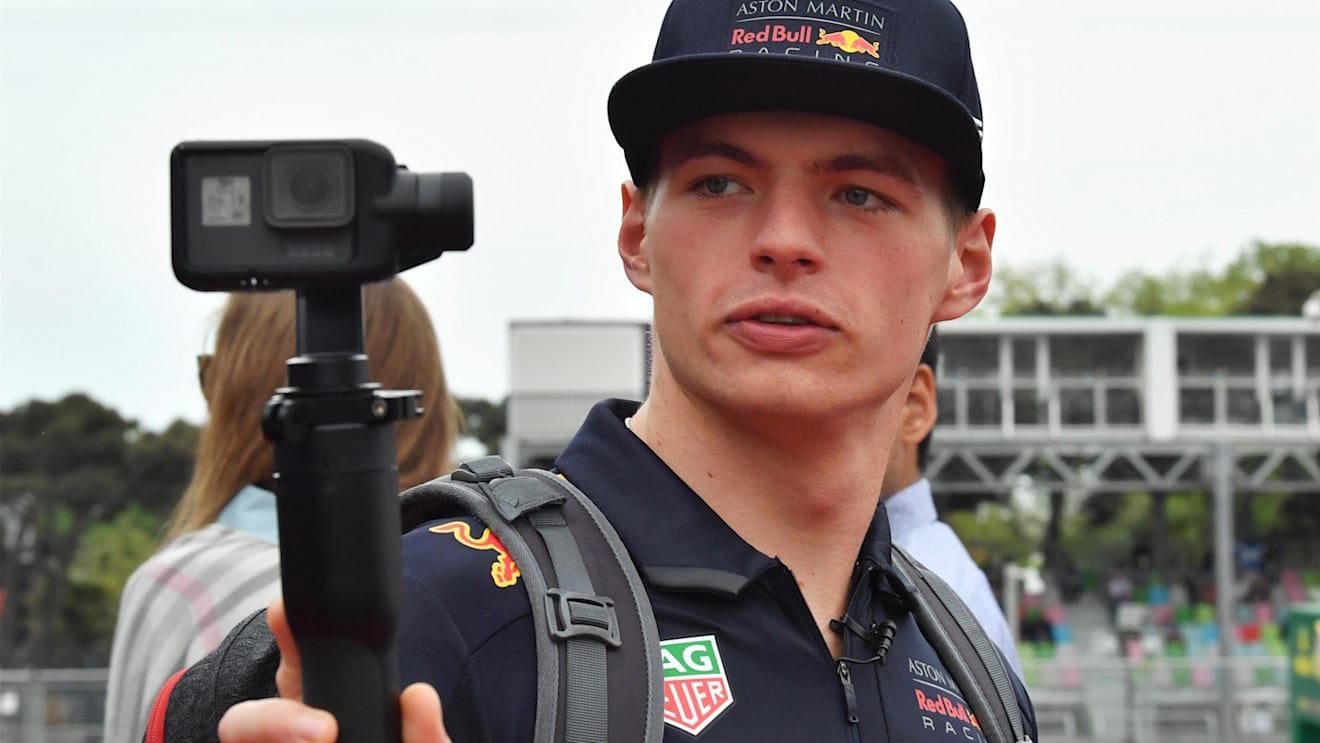Max Verstappen (NED) Red Bull Racing and camera at Formula One World Championship, Rd4, Azerbaijan Grand Prix, Qualifying, Baku City Circuit, Baku, Azerbaijan, Saturday 28 April 2018. © Mark Sutton/Sutton Images