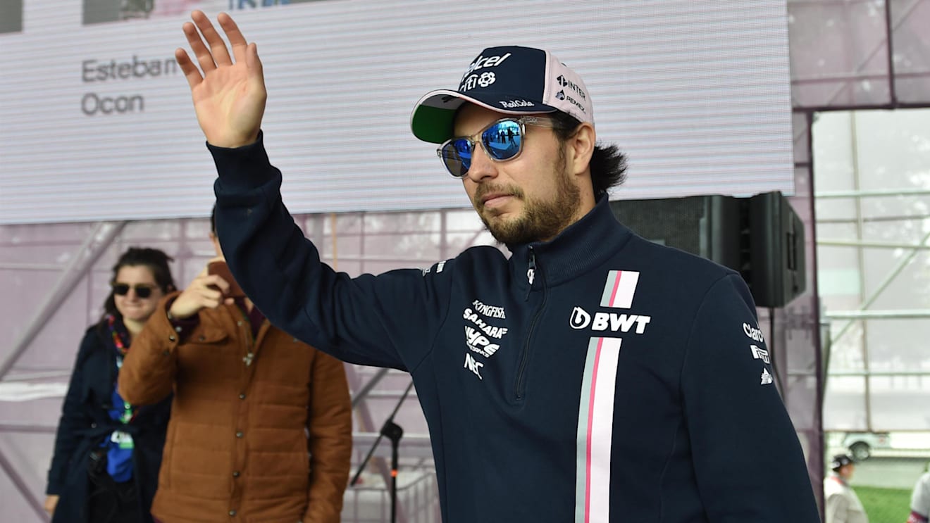 Sergio Perez (MEX) Force India at the autograph session at Formula One World Championship, Rd4, Azerbaijan Grand Prix, Race, Baku City Circuit, Baku, Azerbaijan, Sunday 29 April 2018. © Simon Galloway/Sutton Images