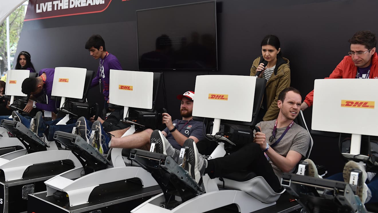 Fans and simulators at Formula One World Championship, Rd4, Azerbaijan Grand Prix, Race, Baku City Circuit, Baku, Azerbaijan, Sunday 29 April 2018. © Simon Galloway/Sutton Images