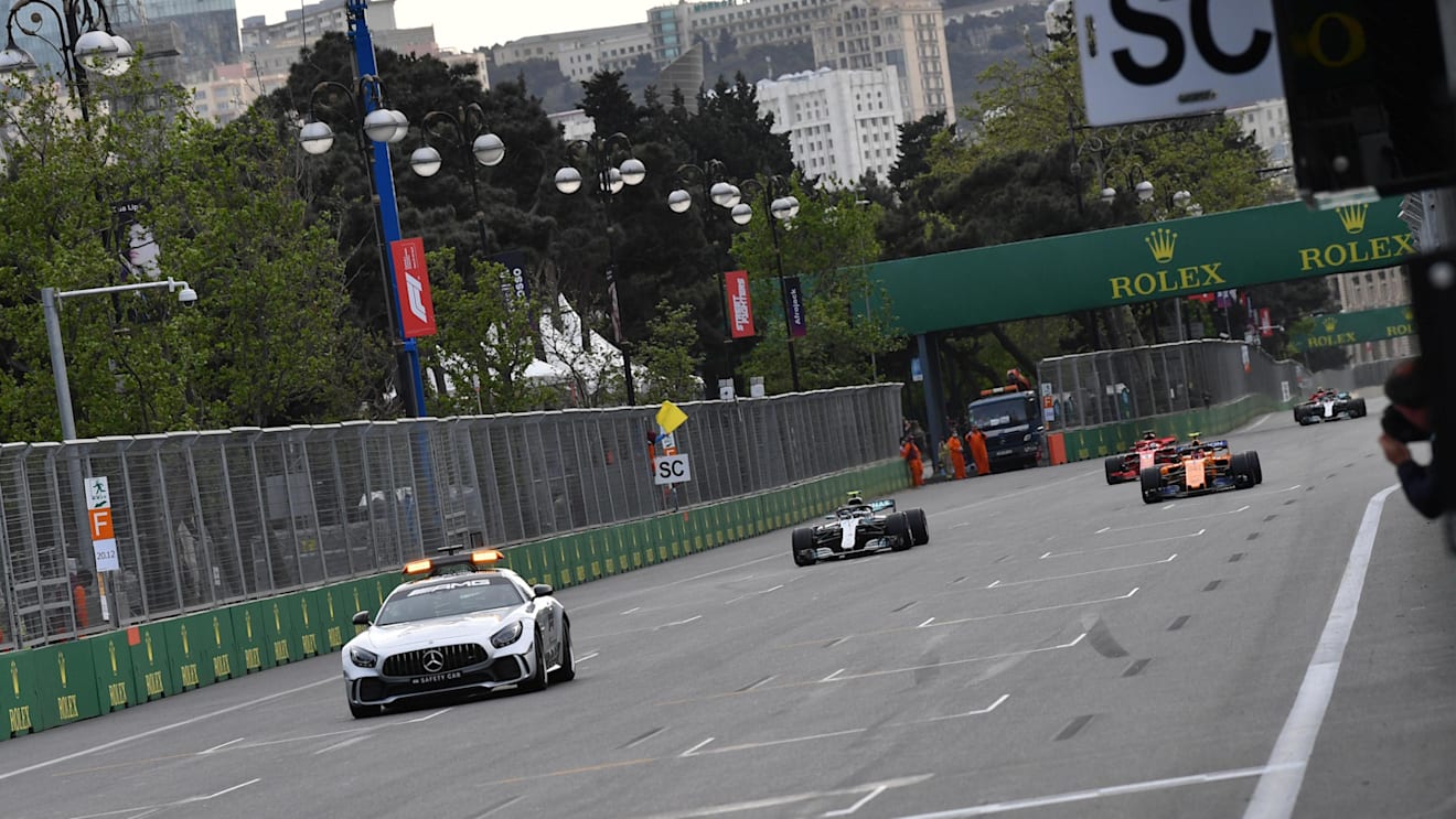Safety car leads the field at Formula One World Championship, Rd4, Azerbaijan Grand Prix, Race, Baku City Circuit, Baku, Azerbaijan, Sunday 29 April 2018. © Mark Sutton/Sutton Images
