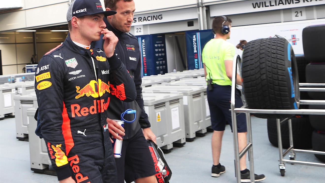 Race retiree Max Verstappen (NED) Red Bull Racing walks in at Formula One World Championship, Rd4, Azerbaijan Grand Prix, Race, Baku City Circuit, Baku, Azerbaijan, Sunday 29 April 2018. © James Gasperotti/Sutton Images