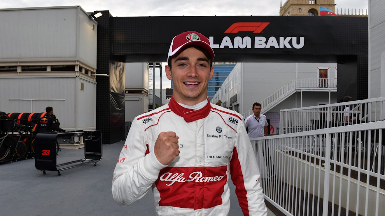 Charles Leclerc (MON) Alfa Romeo Sauber F1 Team celebrates sixth place at Formula One World Championship, Rd4, Azerbaijan Grand Prix, Race, Baku City Circuit, Baku, Azerbaijan, Sunday 29 April 2018. © Mark Sutton/Sutton Images