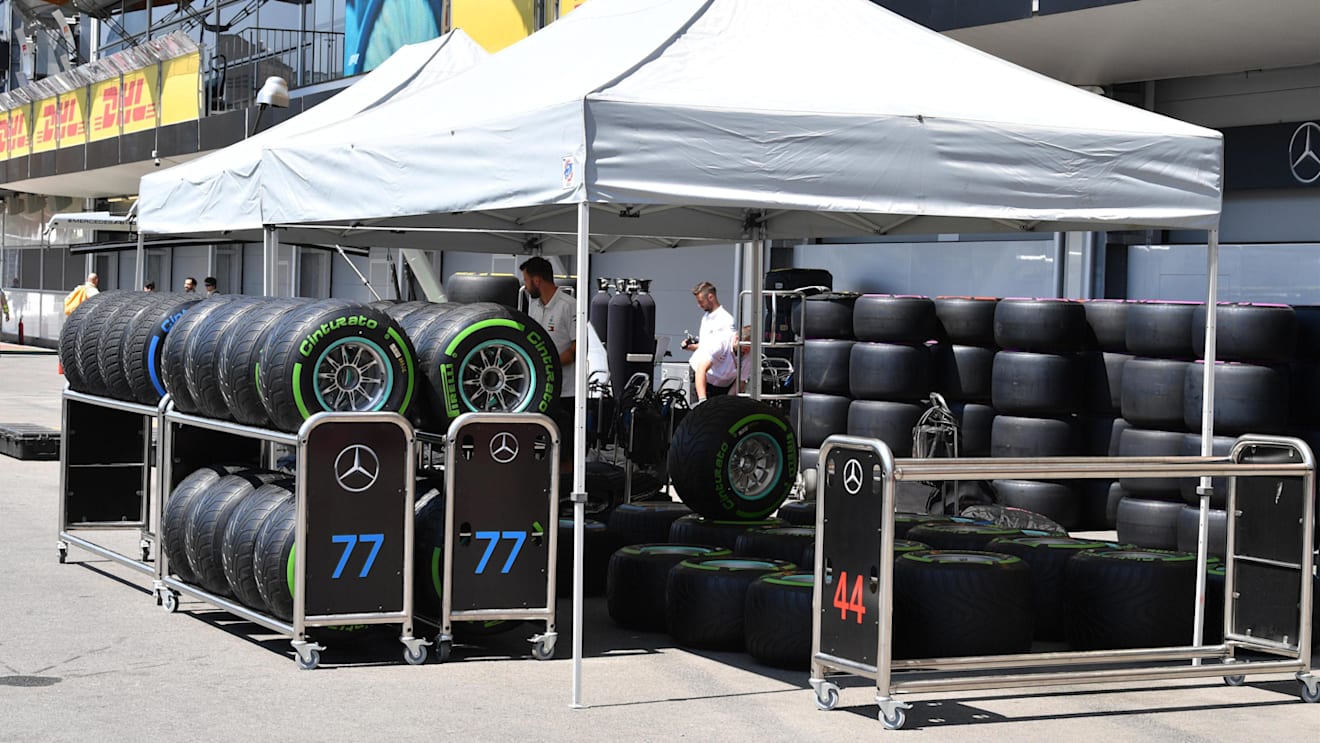 Pirelli tyres at Formula One World Championship, Rd4, Azerbaijan Grand Prix, Preparations, Baku City Circuit, Baku, Azerbaijan, Thursday 26 April 2018. © Mark Sutton/Sutton Images