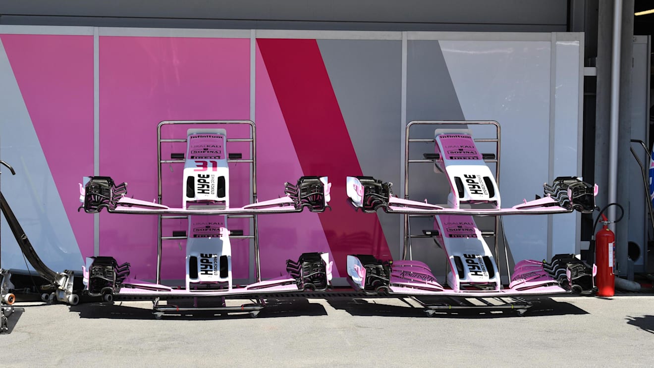 Force India VJM11 nose and front wings at Formula One World Championship, Rd4, Azerbaijan Grand Prix, Preparations, Baku City Circuit, Baku, Azerbaijan, Thursday 26 April 2018. © Mark Sutton/Sutton Images