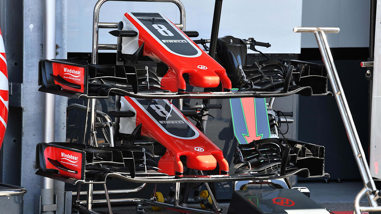 Haas VF-18 nose and front wings at Formula One World Championship, Rd4, Azerbaijan Grand Prix, Preparations, Baku City Circuit, Baku, Azerbaijan, Thursday 26 April 2018. © Mark Sutton/Sutton Images