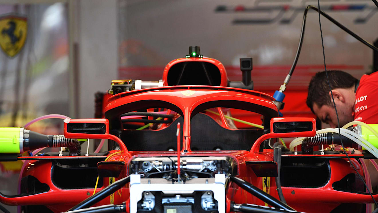 Ferrari SF-71H in the garage at Formula One World Championship, Rd4, Azerbaijan Grand Prix, Preparations, Baku City Circuit, Baku, Azerbaijan, Thursday 26 April 2018. © Mark Sutton/Sutton Images