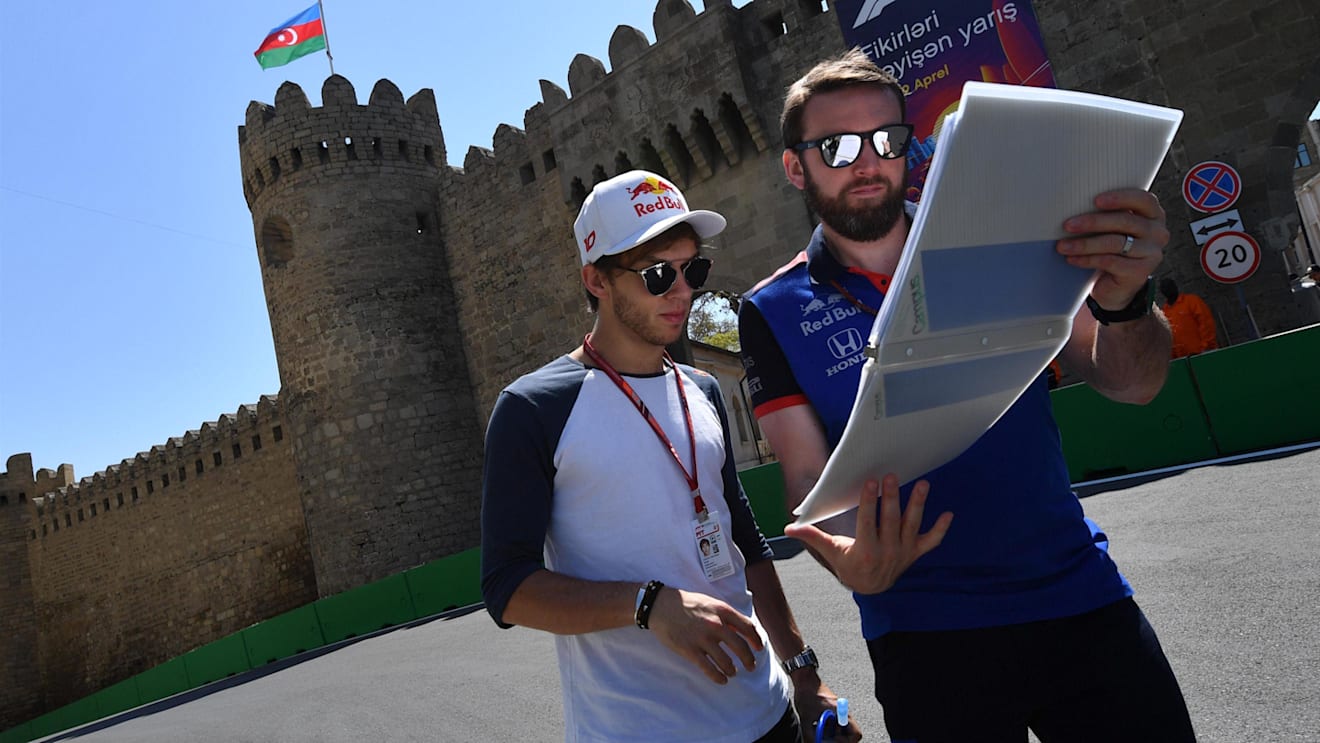 Pierre Gasly (FRA) Scuderia Toro Rosso walks the track at Formula One World Championship, Rd4, Azerbaijan Grand Prix, Preparations, Baku City Circuit, Baku, Azerbaijan, Thursday 26 April 2018. © Jerry Andre/Sutton Images