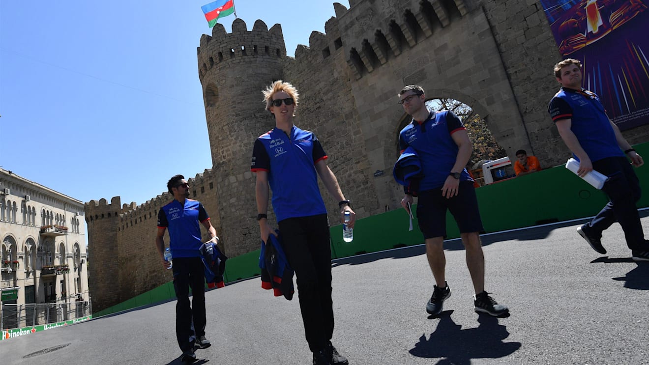 Brendon Hartley (NZL) Scuderia Toro Rosso walks the track at Formula One World Championship, Rd4, Azerbaijan Grand Prix, Preparations, Baku City Circuit, Baku, Azerbaijan, Thursday 26 April 2018. © Jerry Andre/Sutton Images