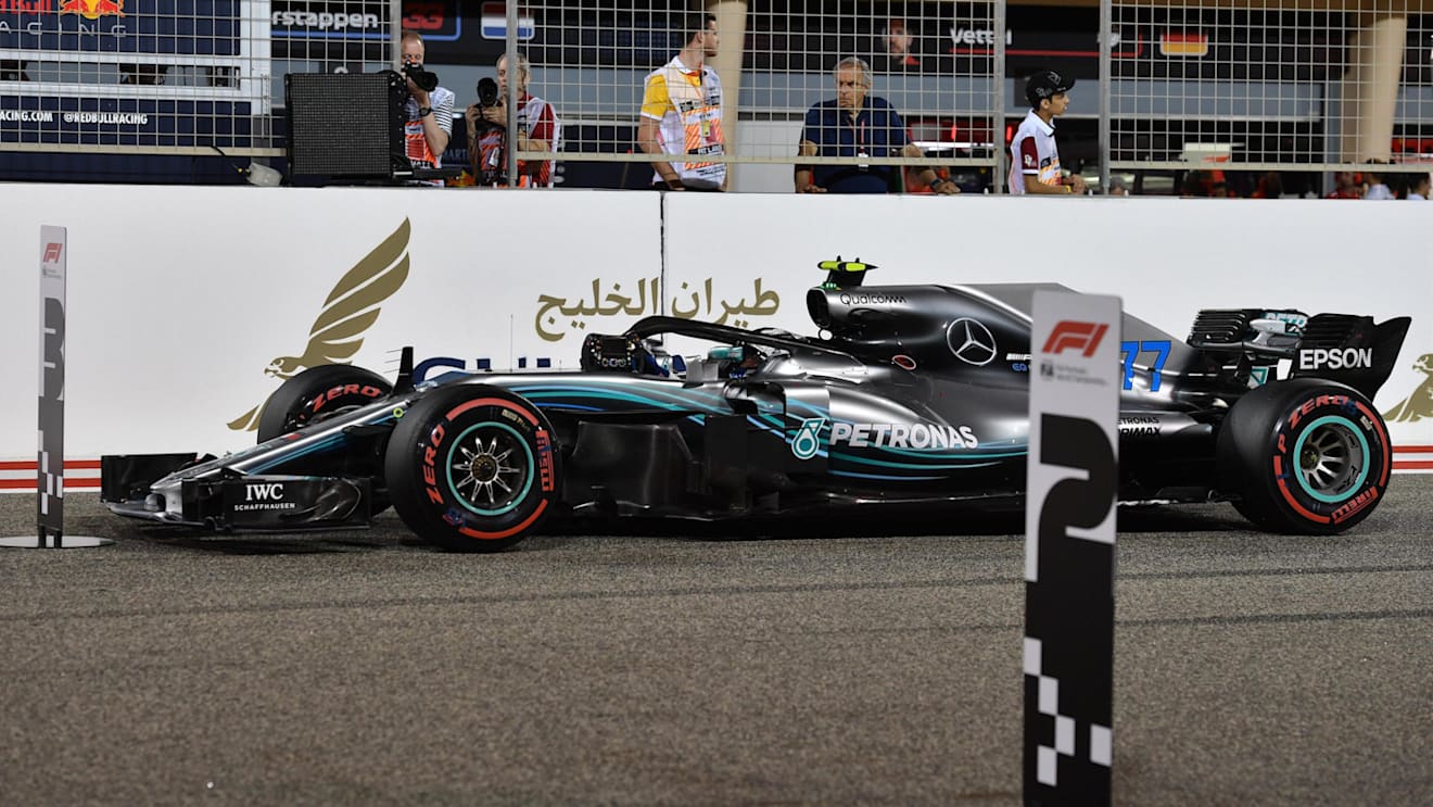 Valtteri Bottas (FIN) Mercedes-AMG F1 W09 EQ Power+ in parc ferme at Formula One World Championship, Rd2, Bahrain Grand Prix, Qualifying, Bahrain International Circuit, Sakhir, Bahrain, Saturday 7 April 2018. © Jerry Andre/Sutton Images