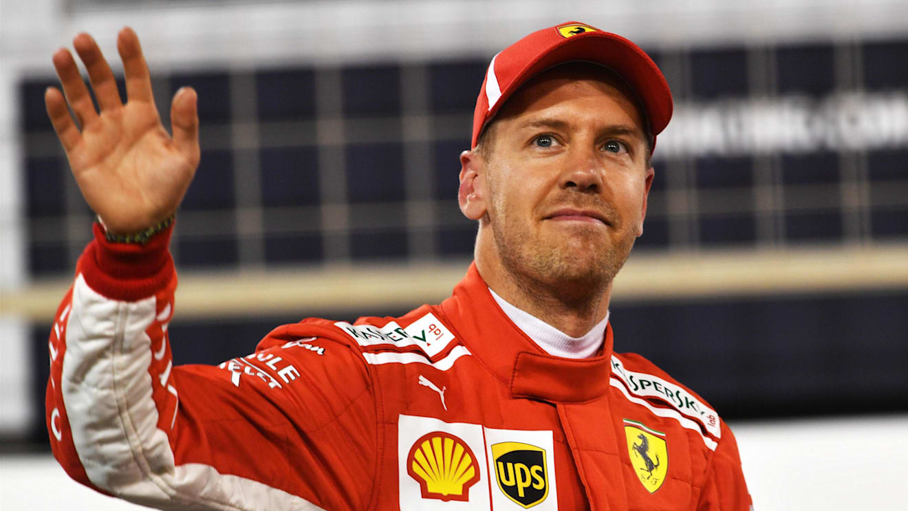 Pole sitter Sebastian Vettel (GER) Ferrari celebrates in parc ferme at Formula One World Championship, Rd2, Bahrain Grand Prix, Qualifying, Bahrain International Circuit, Sakhir, Bahrain, Saturday 7 April 2018. © Jerry Andre/Sutton Images