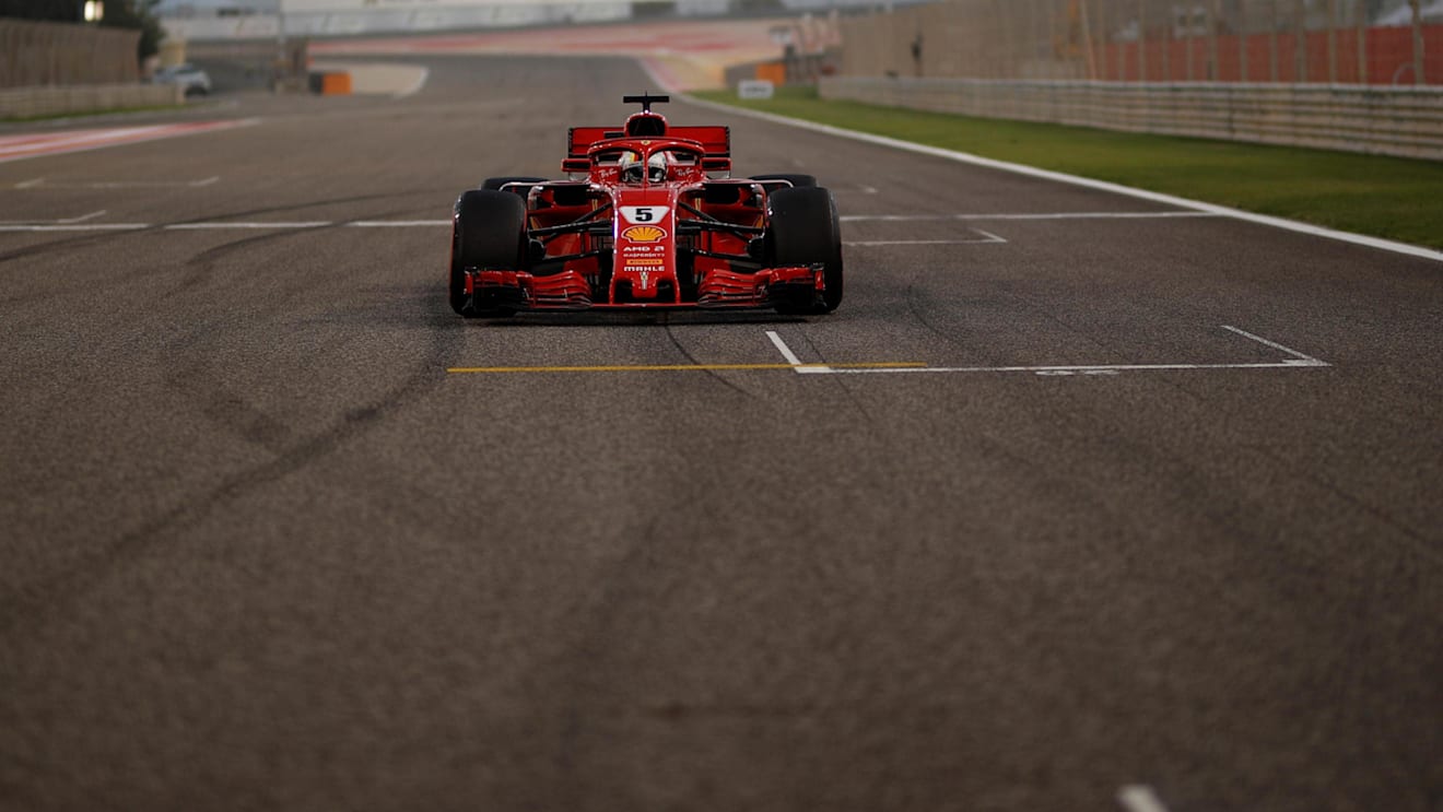 Sebastian Vettel (GER) Ferrari SF-71H on the grid at Formula One World Championship, Rd2, Bahrain Grand Prix, Race, Bahrain International Circuit, Sakhir, Bahrain, Sunday 8 April 2018. © Manuel Goria/Sutton Images