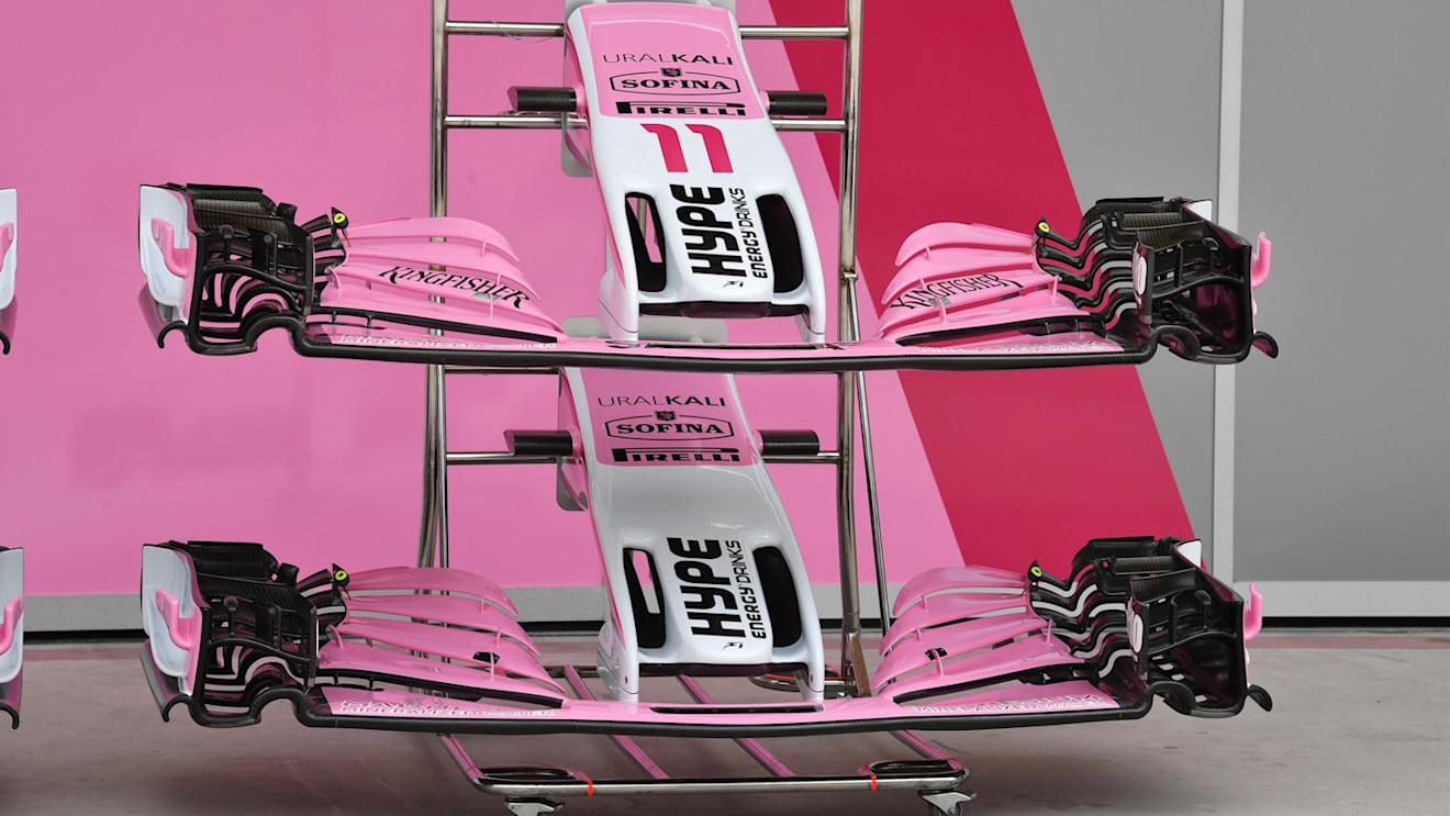 Force India VJM11 nose and front wings at Formula One World Championship, Rd2, Bahrain Grand Prix, Preparations, Bahrain International Circuit, Sakhir, Bahrain, Thursday 5 April 2018. © Mark Sutton/Sutton Images