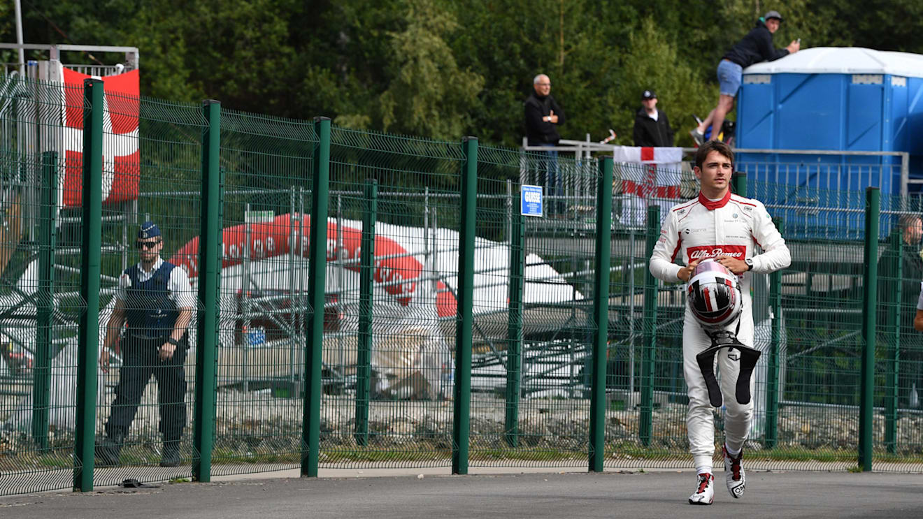 Race retiree Charles Leclerc, Alfa Romeo Sauber F1 Team walks in at Formula One World Championship, Rd13, Belgian Grand Prix, Race, Spa Francorchamps, Belgium, Sunday 26 August 2018. © Mark Sutton/Sutton Images