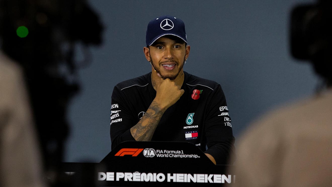 Lewis Hamilton, Mercedes AMG F1 in Press Conference at Formula One World Championship, Rd20, Brazilian Grand Prix, Qualifying, Interlagos, Sao Paulo, Brazil, Saturday 10 November 2018.