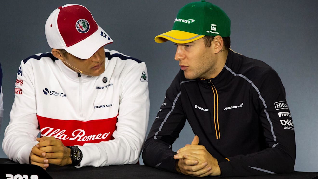 Marcus Ericsson, Alfa Romeo Sauber F1 Team and Stoffel Vandoorne, McLaren in the press conference at Formula One World Championship, Rd20, Brazilian Grand Prix, Preparations, Interlagos, Sao Paulo, Brazil, Thursday 8 November 2018.
