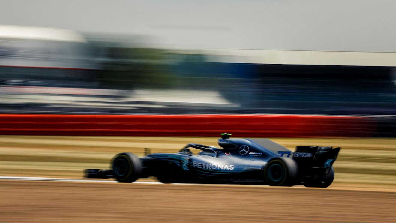 Valtteri Bottas (FIN) Mercedes-AMG F1 W09 EQ Power+ at Formula One World Championship, Rd10, British Grand Prix, Practice, Silverstone, England, Friday 6 July 2018. © Anna-Lena Dymowski/Sutton Images