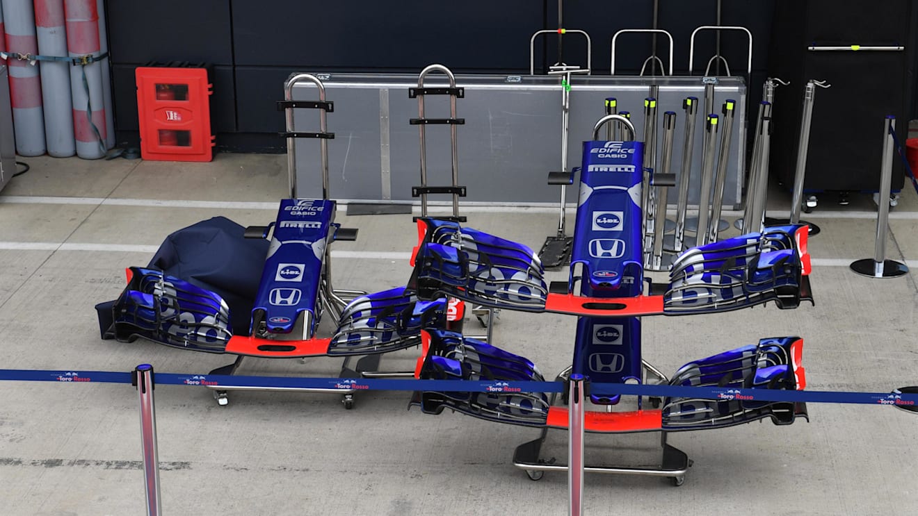 Scuderia Toro Rosso STR13 nose and front wings at Formula One World Championship, Rd10, British Grand Prix, Preparations, Silverstone, England, Wednesday 4 July 2018. © Mark Sutton/Sutton Images