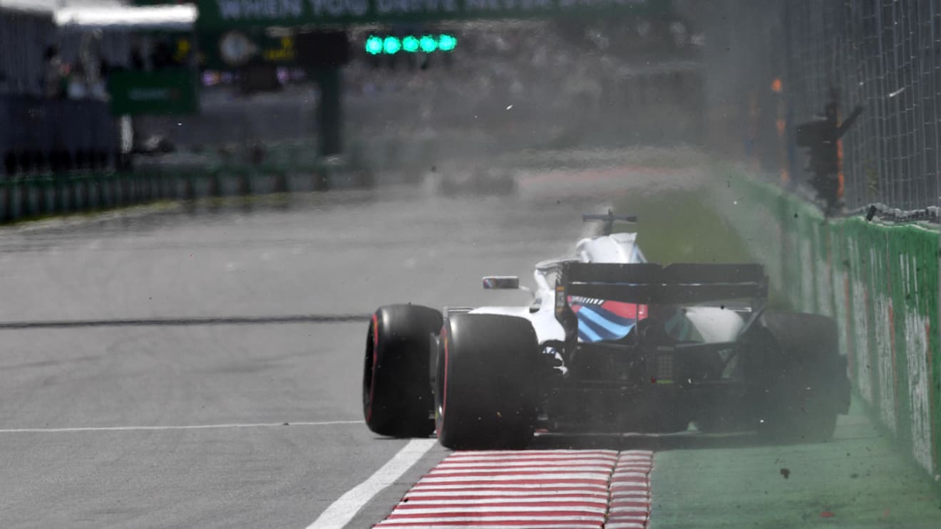 Lance Stroll (CDN) Williams FW41 hits Champions Wall in FP1 at Formula One World Championship, Rd7, Canadian Grand Prix, Practice, Montreal, Canada, Friday 8 June 2018. © Jerry Andre/Sutton Images