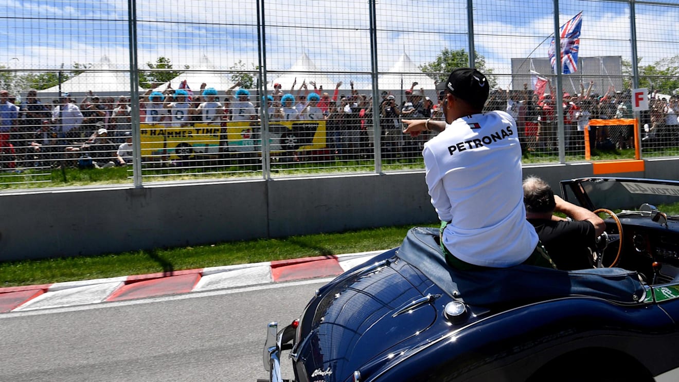 Lewis Hamilton (GBR) Mercedes-AMG F1 on the drivers parade at Formula One World Championship, Rd7, Canadian Grand Prix, Race, Montreal, Canada, Sunday10 June 2018. © Jerry Andre/Sutton Images